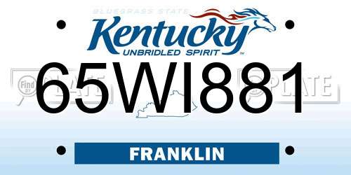 65WI881 Kentucky License Plate