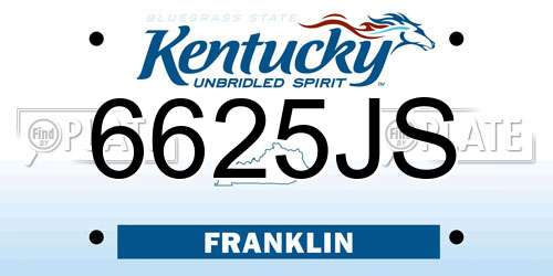 6625JS Kentucky License Plate
