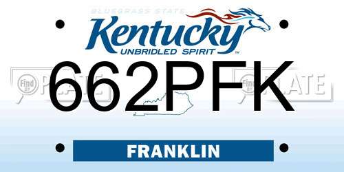 662PFK Kentucky License Plate