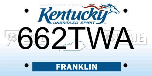 662TWA Kentucky License Plate