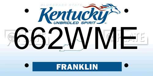 662WME Kentucky License Plate
