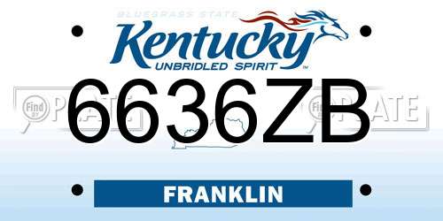 6636ZB Kentucky License Plate