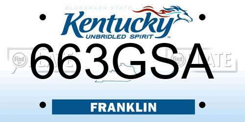 663GSA Kentucky License Plate