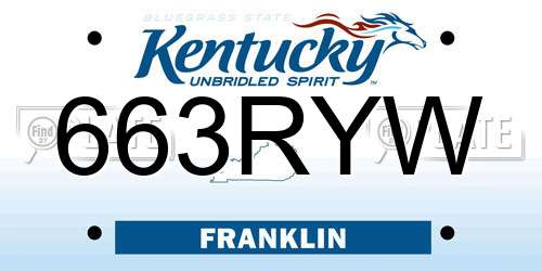 663RYW Kentucky License Plate