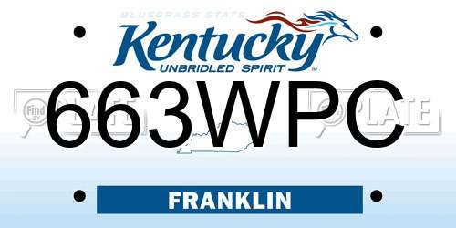 663WPC Kentucky License Plate