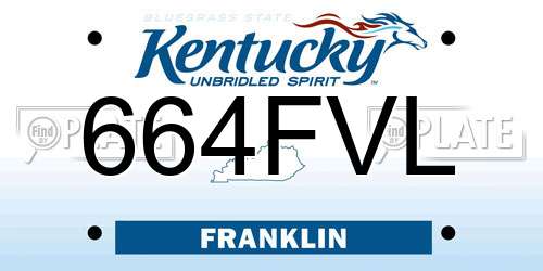 664FVL Kentucky License Plate