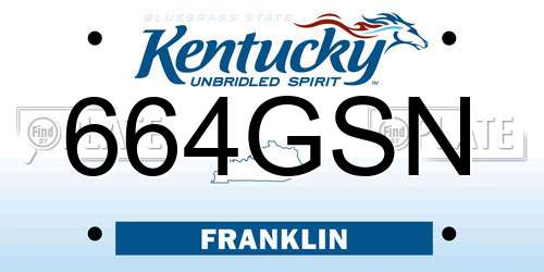 664GSN Kentucky License Plate