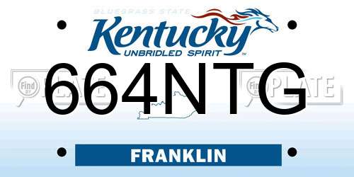 664NTG Kentucky License Plate