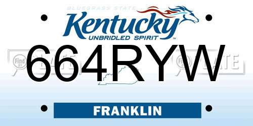 664RYW Kentucky License Plate
