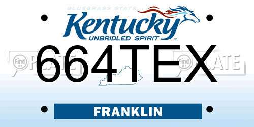 664TEX Kentucky License Plate