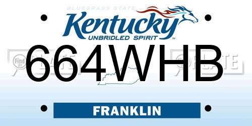664WHB Kentucky License Plate
