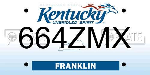 664ZMX Kentucky License Plate