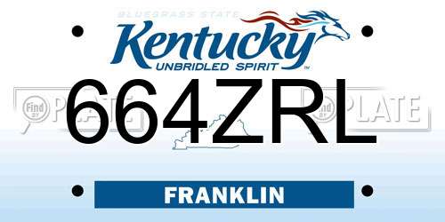 664ZRL Kentucky License Plate