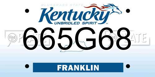 665G68 Kentucky License Plate