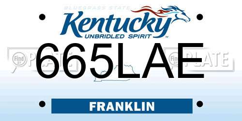 665LAE Kentucky License Plate