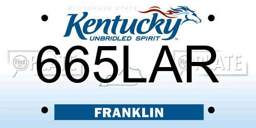 665LAR Kentucky License Plate