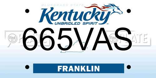 665VAS Kentucky License Plate