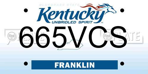 665VCS Kentucky License Plate