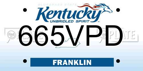 665VPD Kentucky License Plate