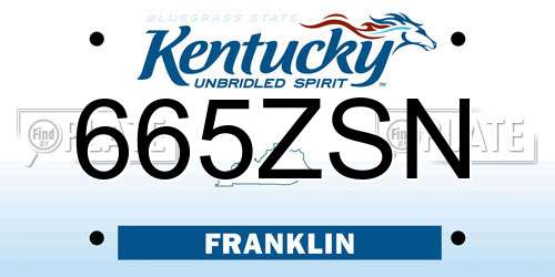 665ZSN Kentucky License Plate