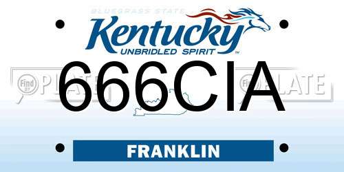 666CIA Kentucky License Plate