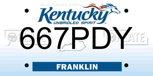 667PDY Kentucky License Plate