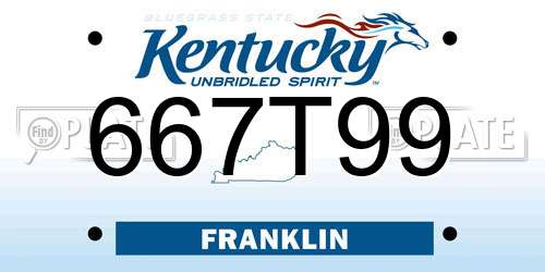 667T99 Kentucky License Plate