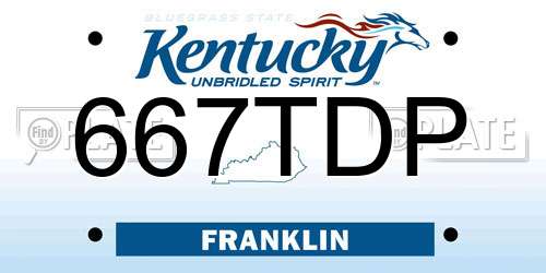 667TDP Kentucky License Plate