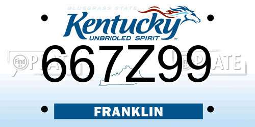 667Z99 Kentucky License Plate