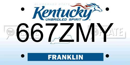 667ZMY Kentucky License Plate