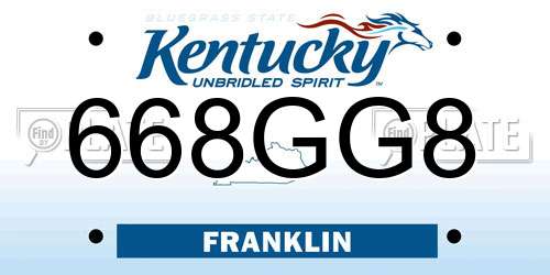 668GG8 Kentucky License Plate