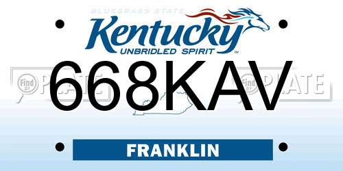 668KAV Kentucky License Plate