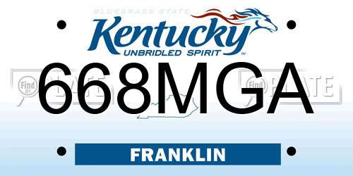 668MGA Kentucky License Plate