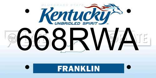 668RWA Kentucky License Plate