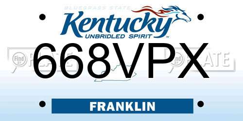 668VPX Kentucky License Plate