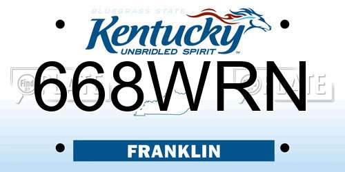 668WRN Kentucky License Plate
