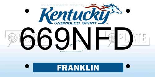 669NFD Kentucky License Plate