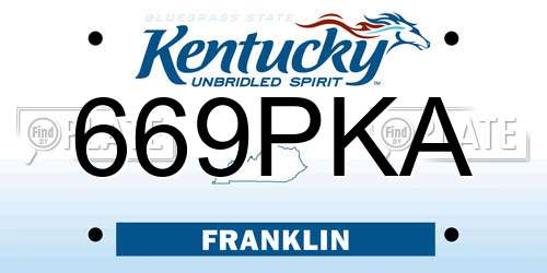 669PKA Kentucky License Plate