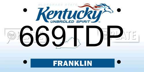 669TDP Kentucky License Plate
