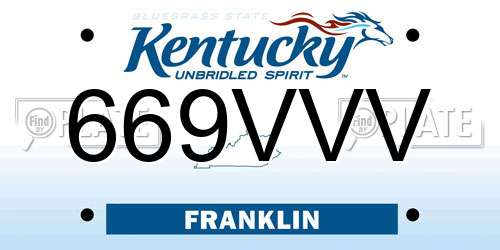 669VVV Kentucky License Plate