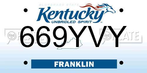 669YVY Kentucky License Plate