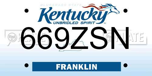 669ZSN Kentucky License Plate