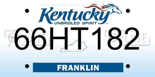 66HT182 Kentucky License Plate