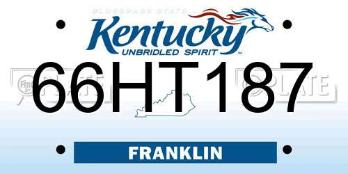 66HT187 Kentucky License Plate