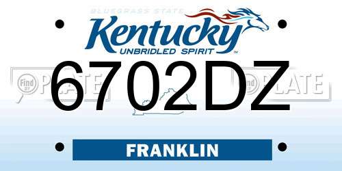 6702DZ Kentucky License Plate