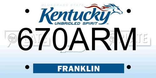 670ARM Kentucky License Plate