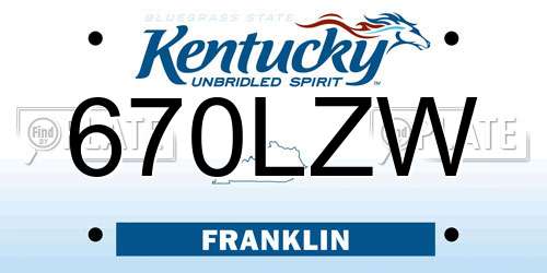 670LZW Kentucky License Plate