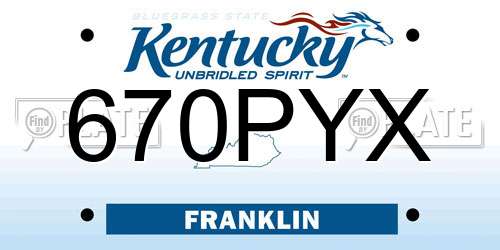 670PYX Kentucky License Plate