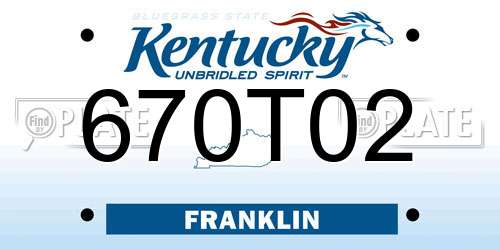 670T02 Kentucky License Plate