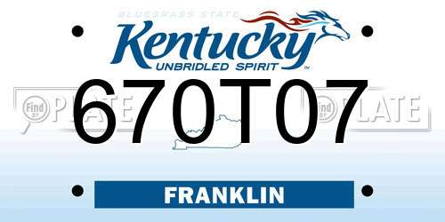 670T07 Kentucky License Plate